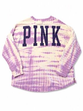 PINK Victoria’s Secret Tie Dye Pullover Sweatshirt NWT XL Purple White Fleece